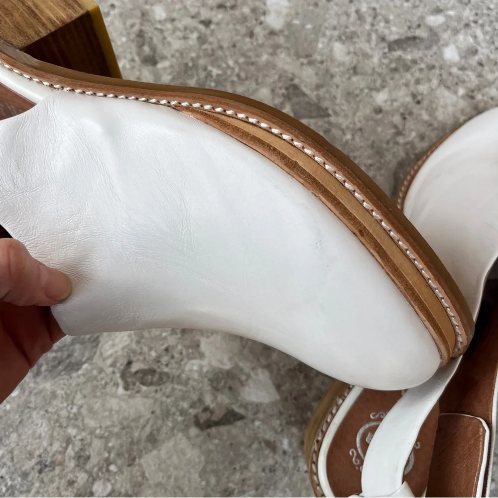 RARE Jeffrey Campbell Ibiza
Hildalgo White Leather Slingback Heels Mules Size 11 - Picture 13 of 14
